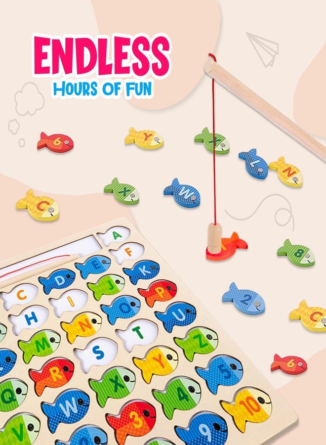 Lefan Wooden Magnetic Fishing Game Toddlers Montessori Motor Skills Toy Letters Numbers Color Sorting Mat Preschool Learning ABC Puzzle Birthday Toys Gift for 3 4 5 6 7+ Year Kids - Image 4
